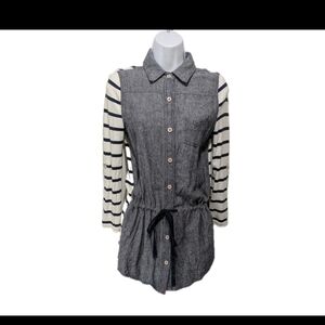 Anthropologie Postmark Rowena Tie Waist Tunic Top XS Button Down Artsy #9